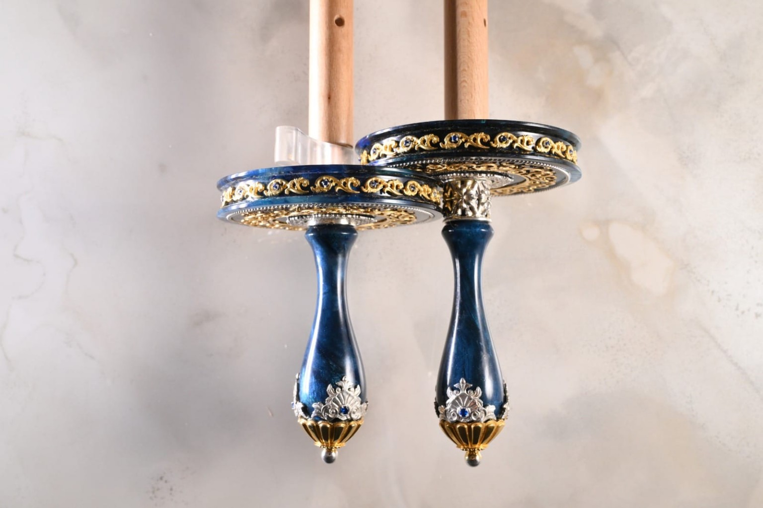 Classic Blue and Gold Epoxy Torah Rollers Classic Blue and Gold Epoxy Torah Rollers