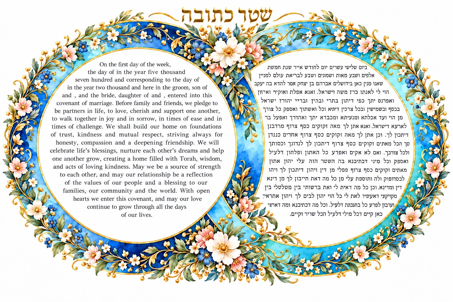 Blue and Turquoise Rings Ketubah