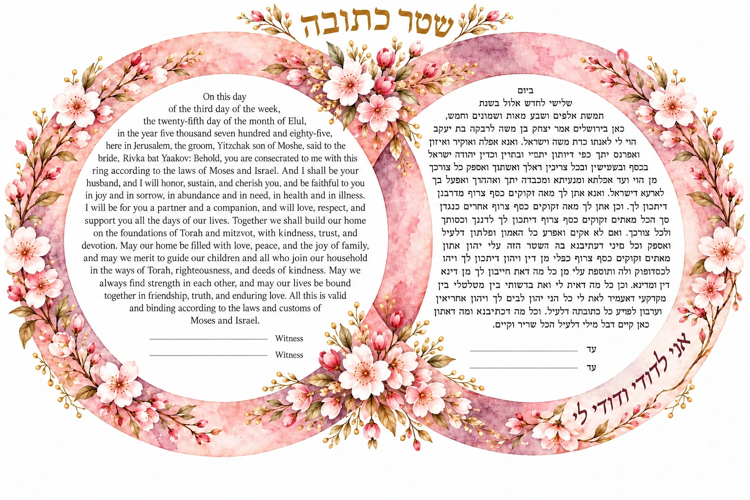 Blush Blossom Rings Ketubah