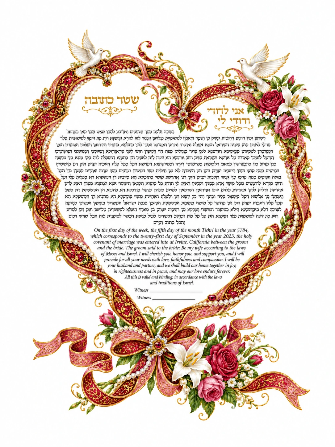Roses and Doves Heart Ketubah Roses and Doves Heart Ketubah