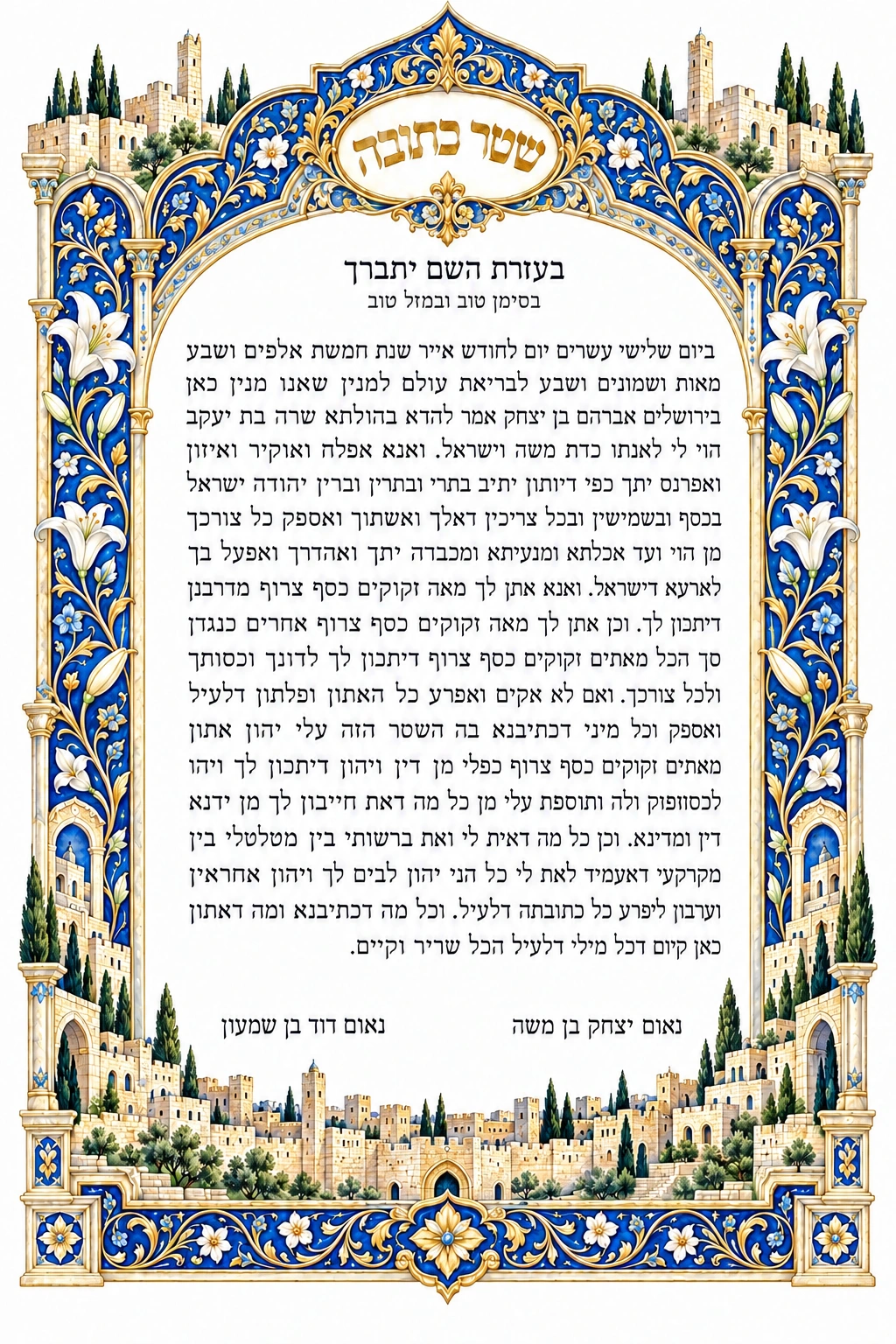 Jerusalem in Blue Ketubah