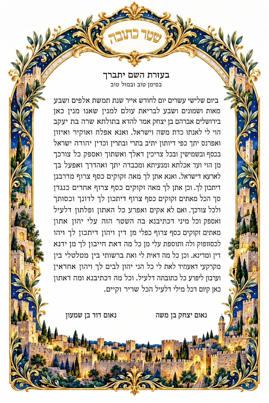 Jerusalem Light Ketubah