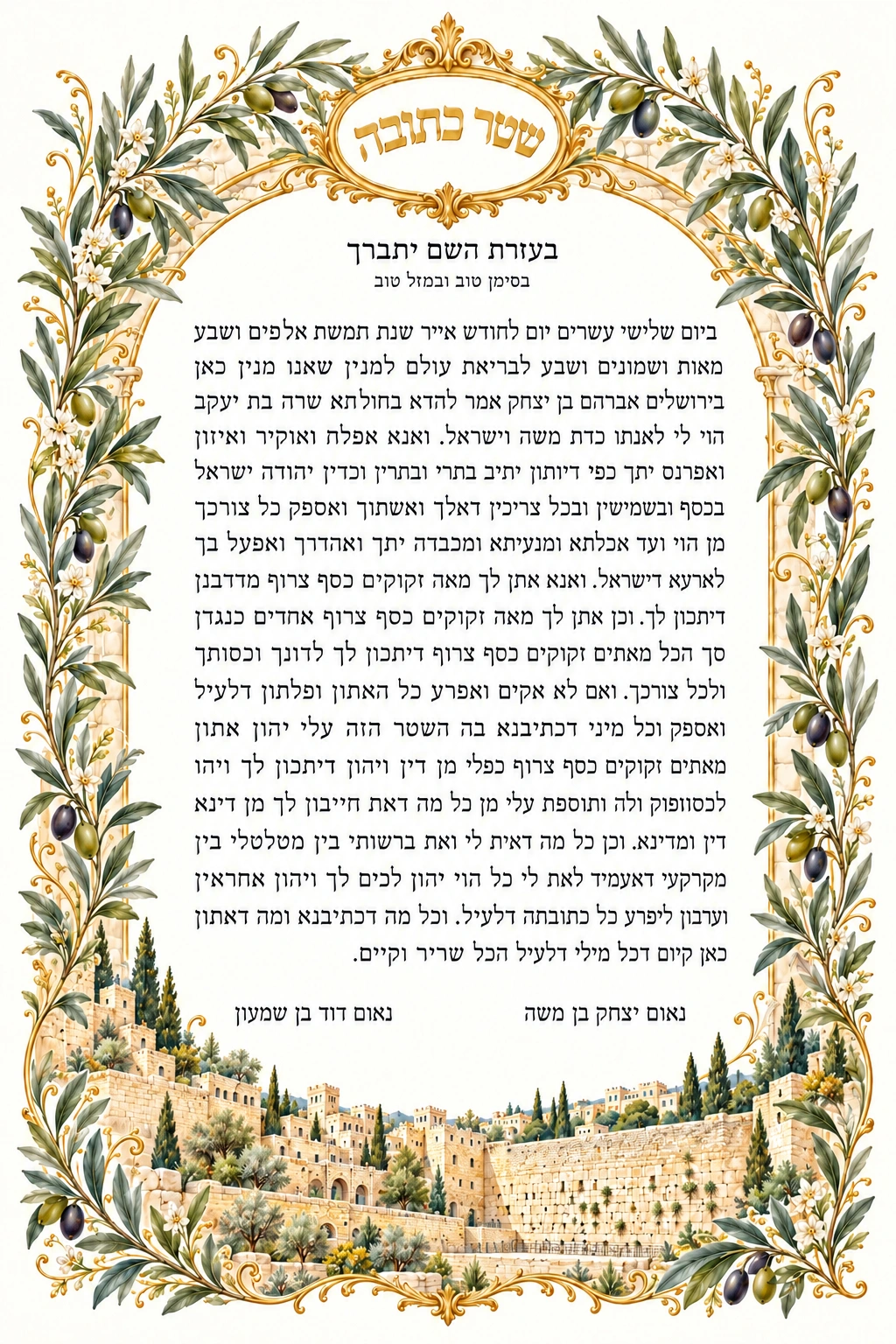 Jerusalem and Olive Branches Ketubah Jerusalem and Olive Branches Ketubah