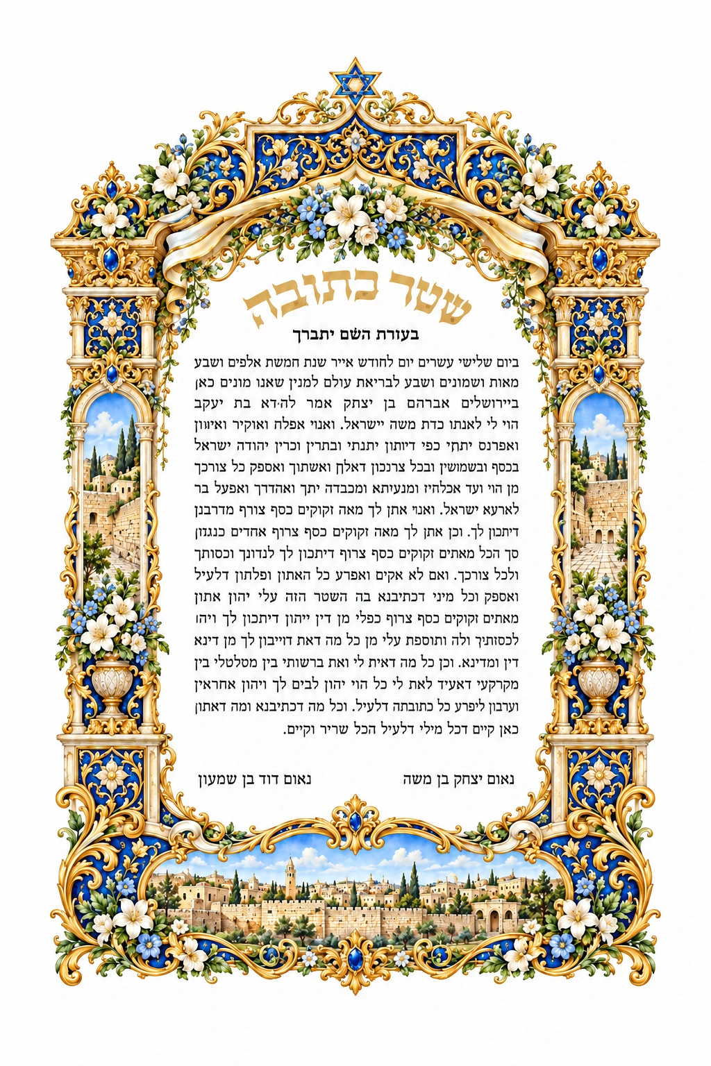 Jerusalem in Sapphire and Gold Ketubah Jerusalem in Sapphire and Gold Ketubah