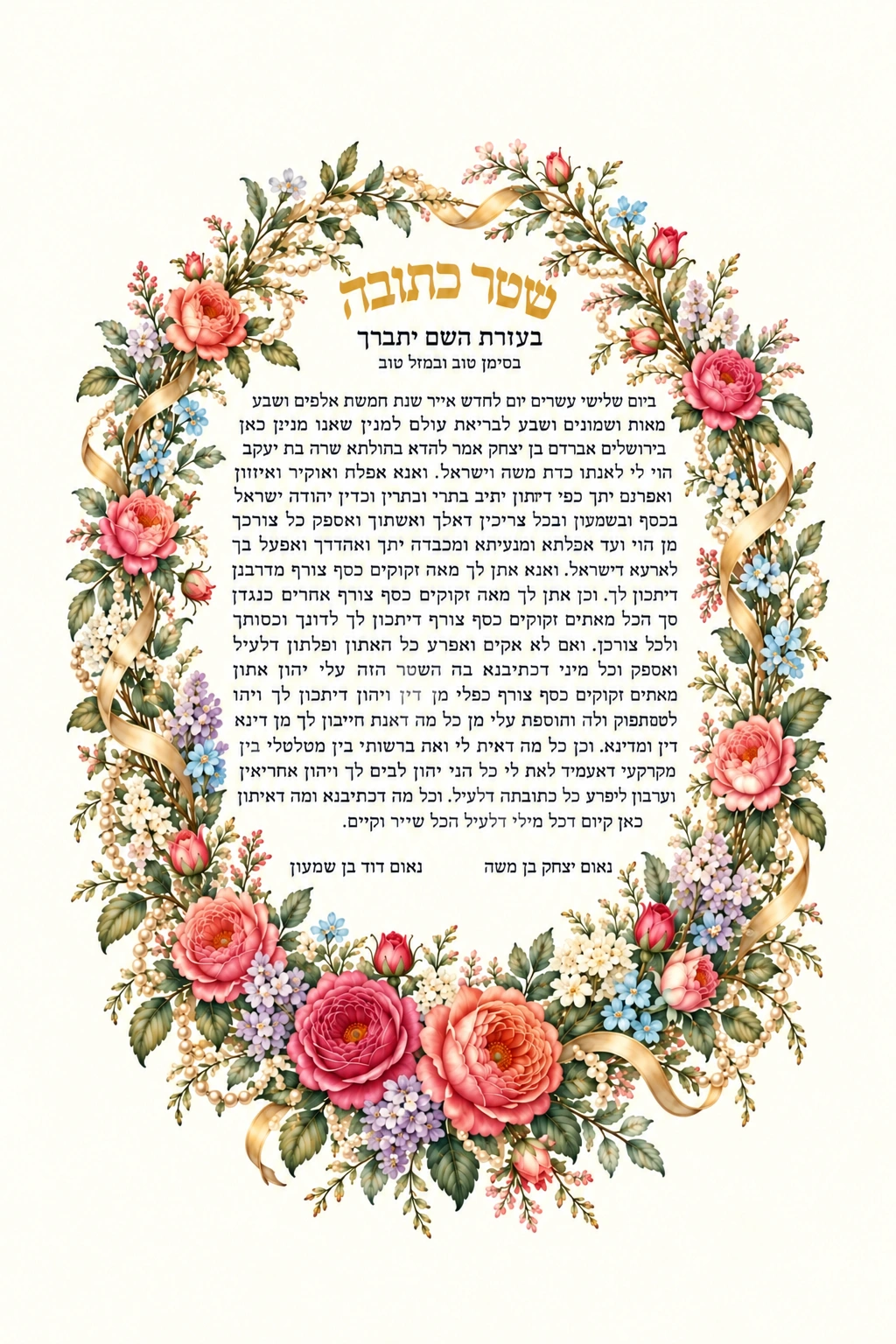 Roses and Gold Ketubah