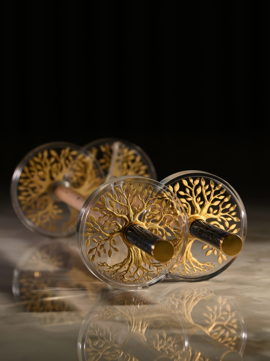Yellow Gold Tree of Life Torah Rollers - Photo 1